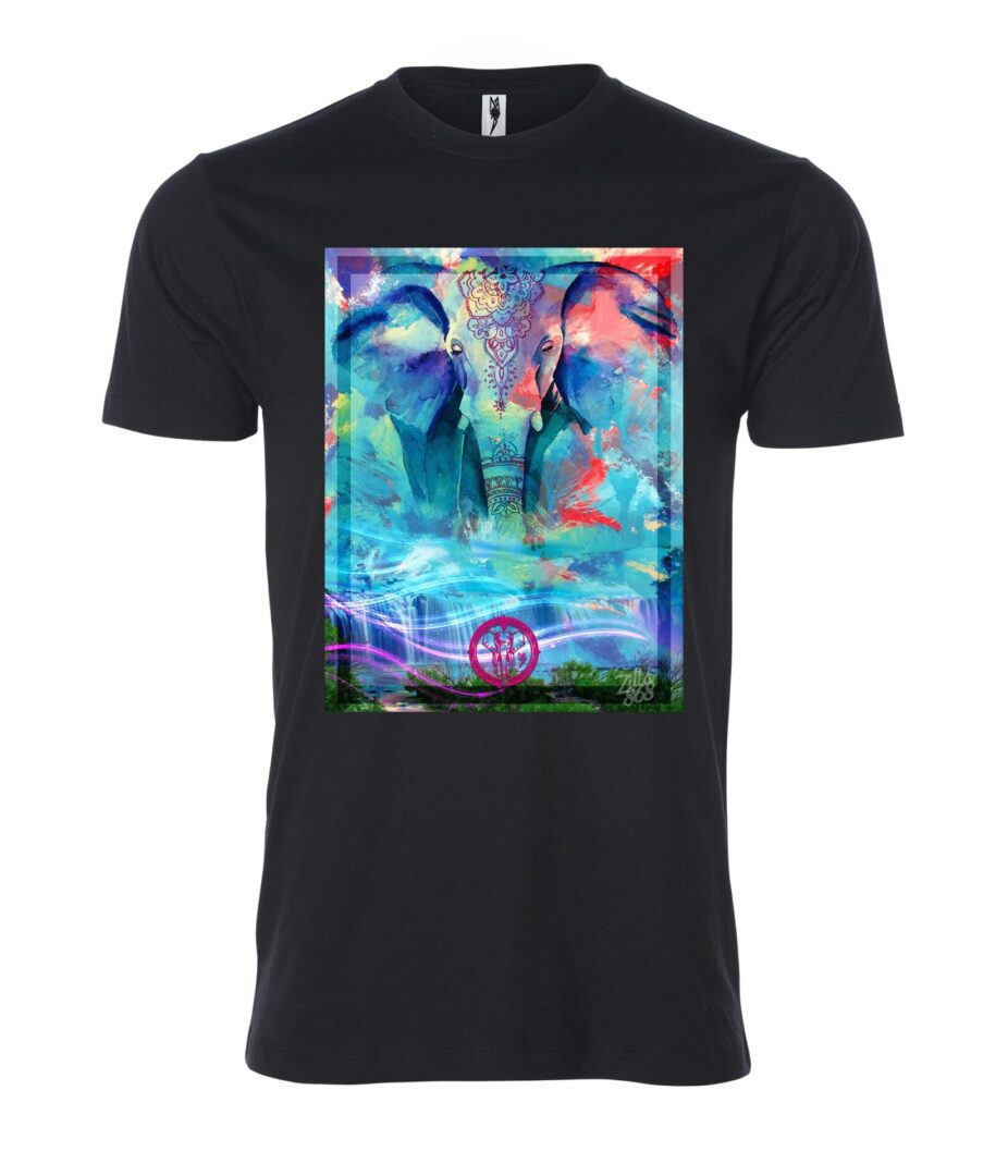 Blue Elephant sign Male T Shirt black