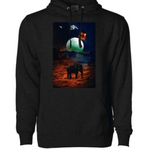 Elephant woth sky Black unisex hoodie