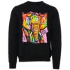 Colorful elephant face sign Male Sweater black