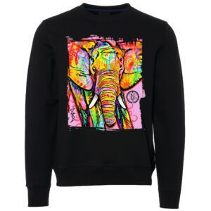 Colorful elephant face sign Male Sweater black