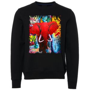 Red elephant sign Male Sweater black