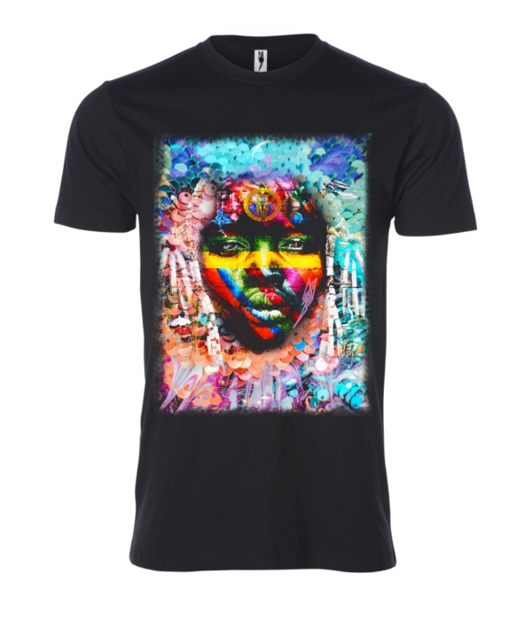 Colorful woman face sign Male T Shirt black
