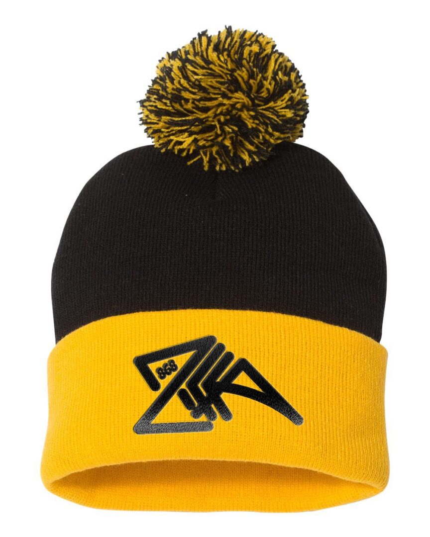 Solid Knit Beanie yellow and black cap