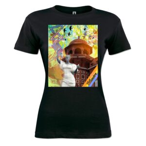 Woman at monument black Ladies T-Shirt