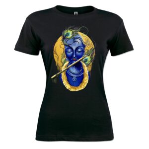 Lord Krishna sign Black Ladies T-Shirt