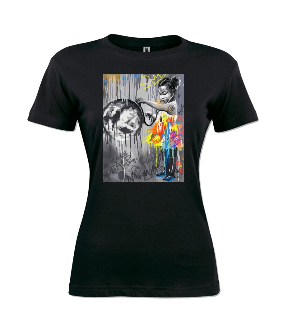 Girl with stethoscope Ladies T Shirt black