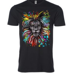 Lion face sign Ladies T Shirt black