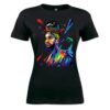 Colorful man's face sign Ladies T Shirt black