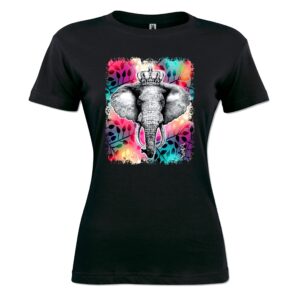 Pink and grey elephant sign Ladies T Shirt black