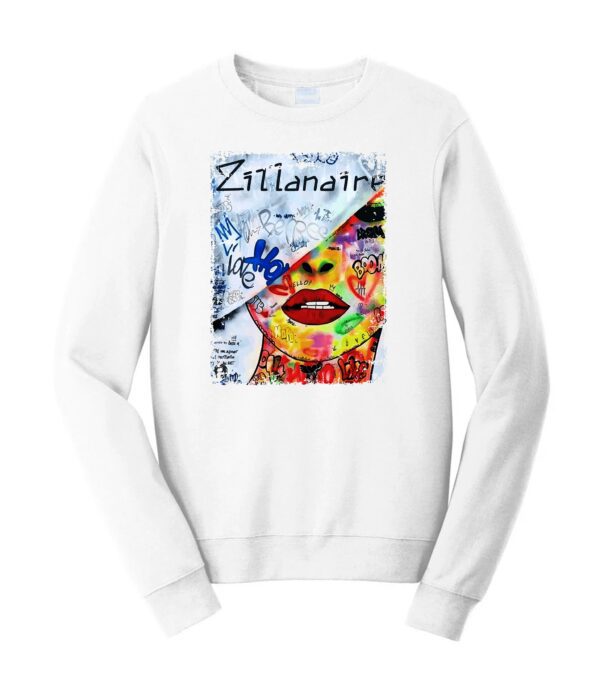 Zilllanaire woman face Male Sweater white