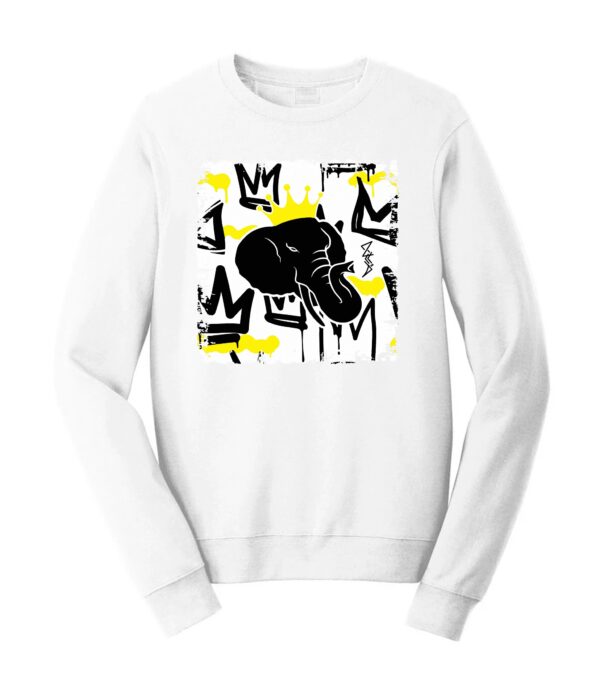 Elephant face with crown Male Sweater white