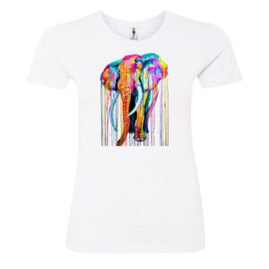 Colorful elephant face sign Ladies T Shirt white