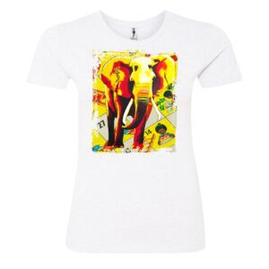 Yellow elephant sign Ladies T Shirt white