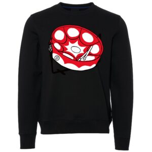Red and white sign Male Sweater black