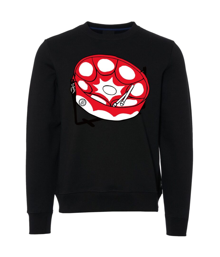 Red and white sign Male Sweater black