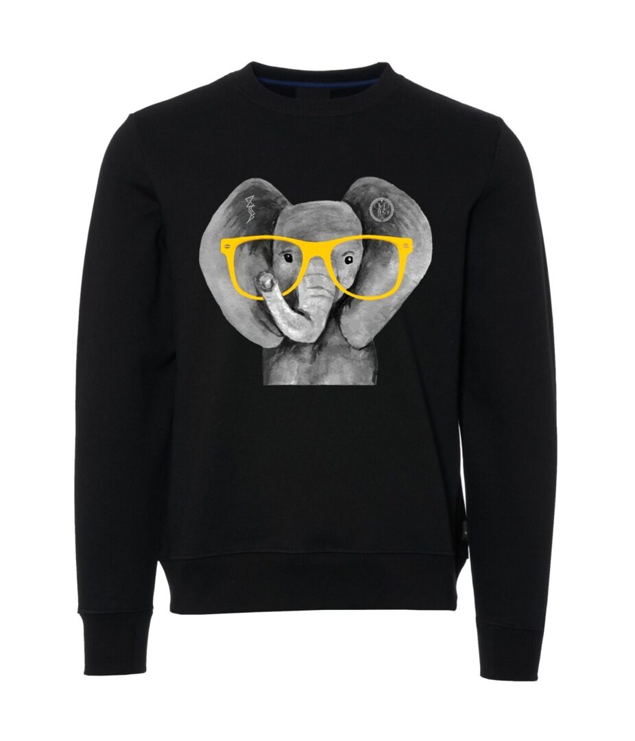 Elephant with yellow specs Male Sweater black