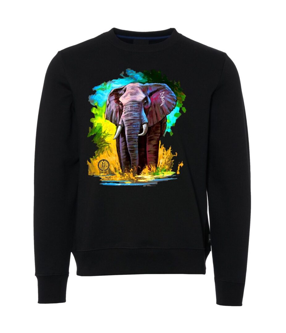 Brown elephant sign Black Male Sweater