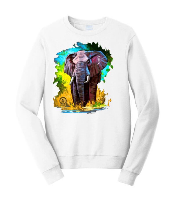 Brown elephant sign Male Sweater white
