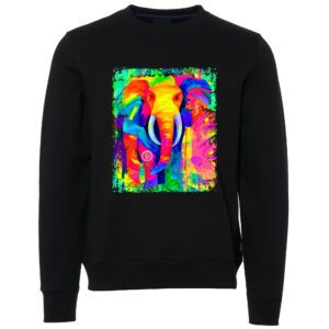 Colorful elephant sign Black Male Sweater