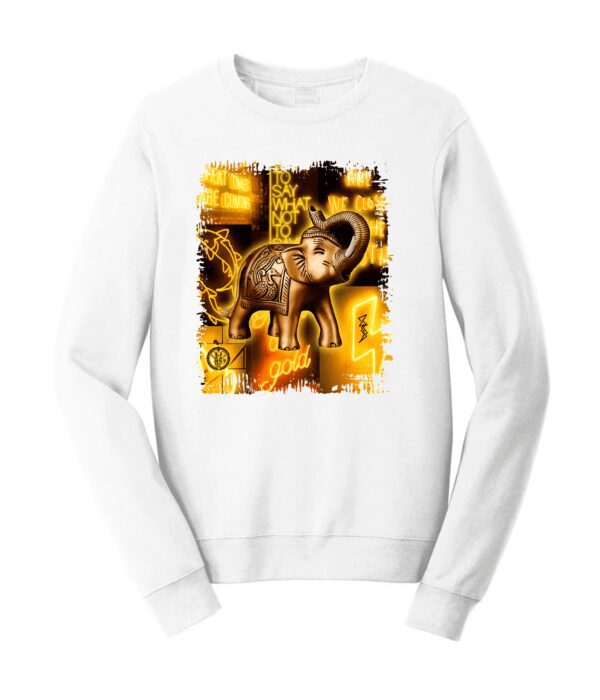 Golden elephant sign Male Sweater white