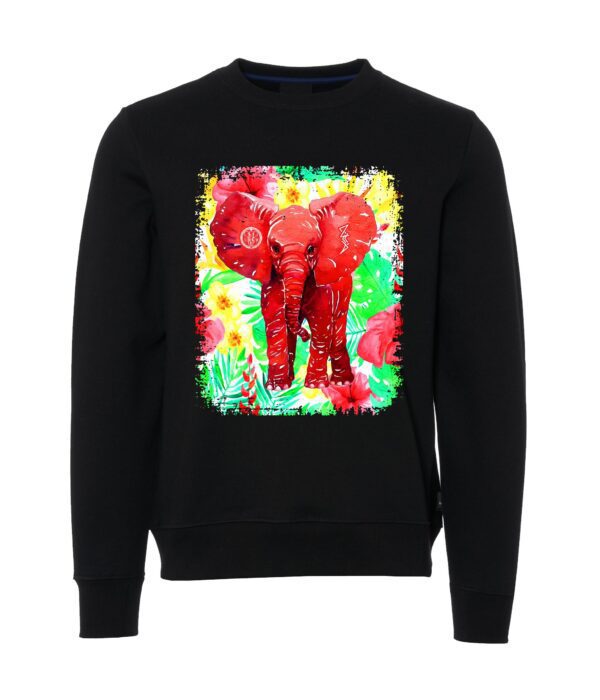 Red elephant sign Black Male Sweater