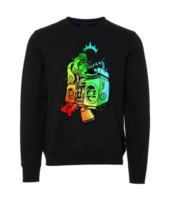 Green and red shoe sign Black Male Sweater