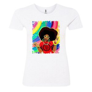 Woman face in rainbow sign Ladies T Shirt white