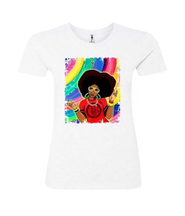 Woman face in rainbow sign Ladies T Shirt white