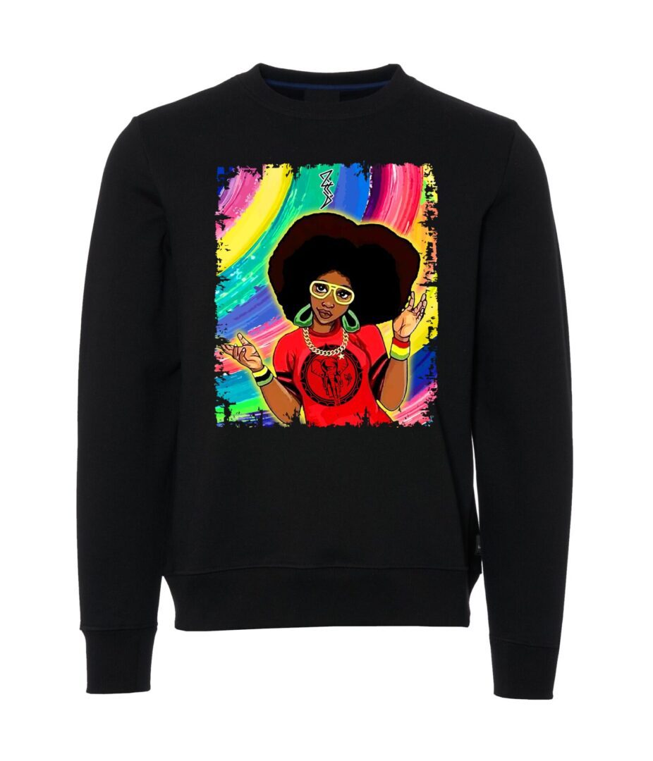 Red T shirt girl sign Black Male Sweater