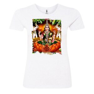 Devi with two elephants sign Ladies T Shirt white