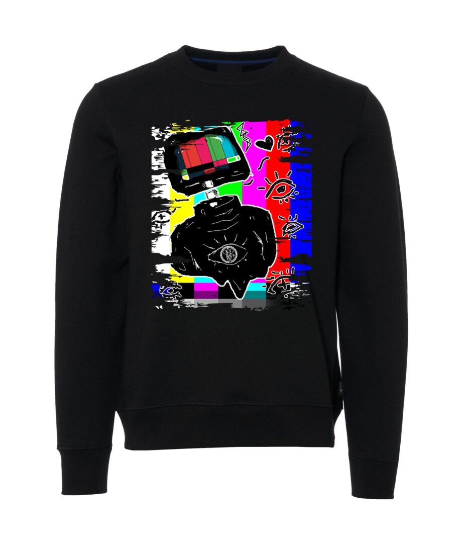 Colorful lifeline sign Male Sweater black