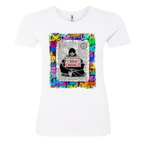 Love in newspaper sign Ladies T Shirt white