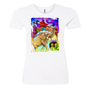 Golden elephant sign Ladies T Shirt white