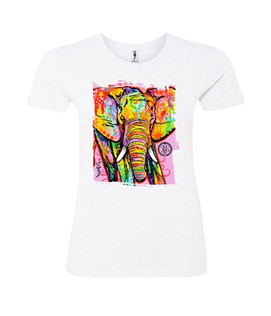 Colorful elephant face sign Ladies T Shirt white