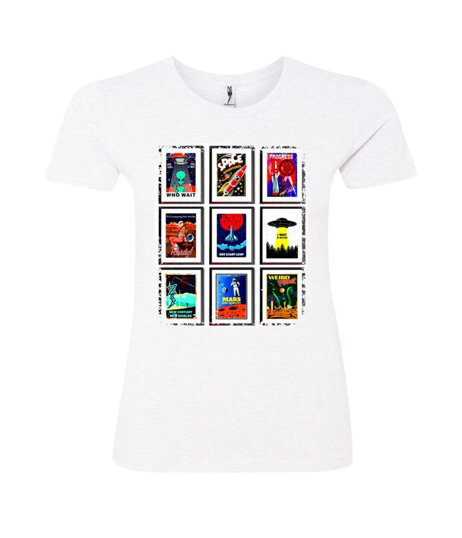 Nine book covers sign Ladies T Shirt white