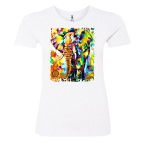 Colorful elephant face sign Ladies T Shirt white