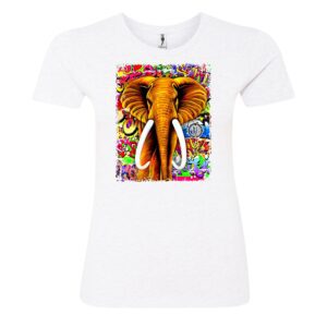 Golden elephant face sign Ladies T Shirt white