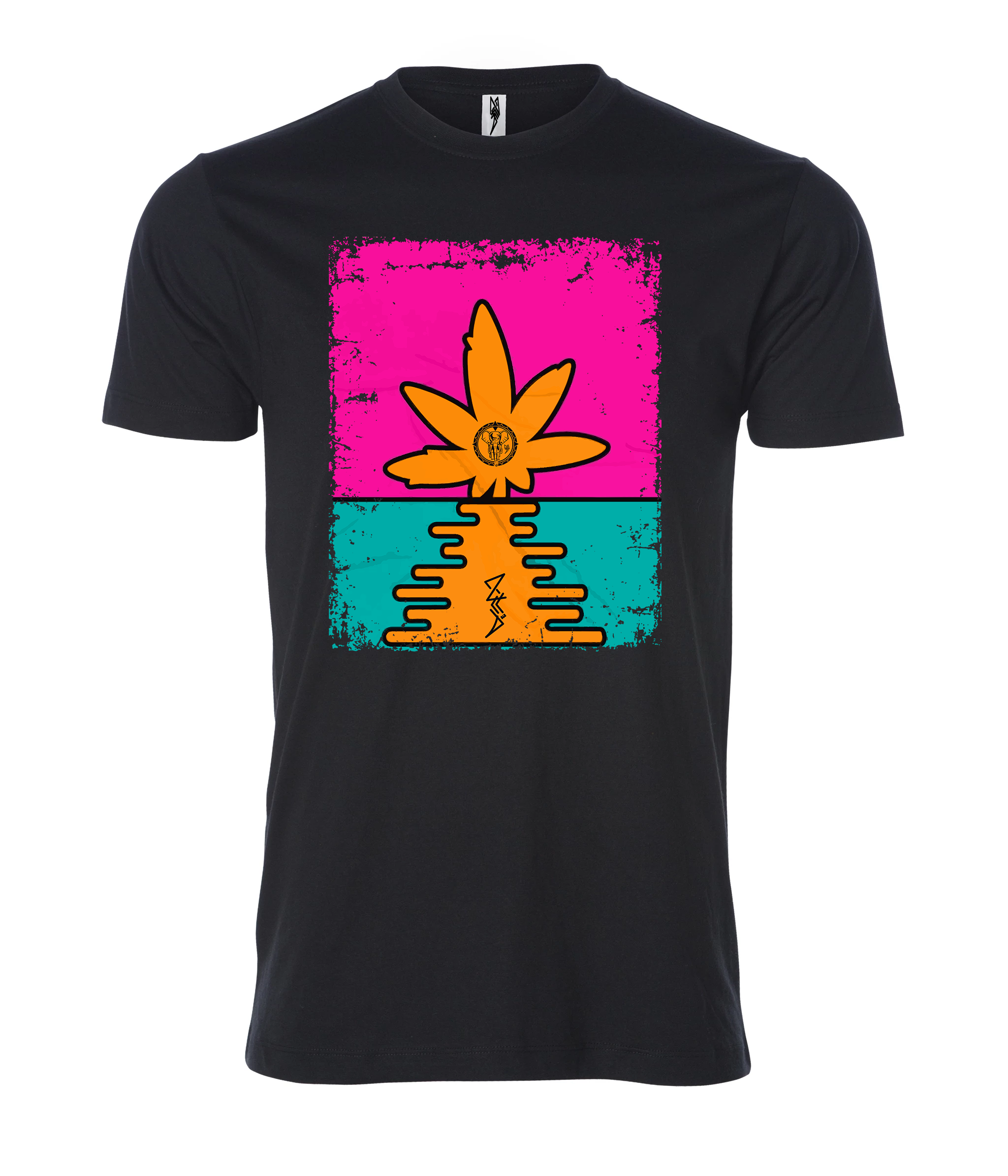 Colorful flower sign Male T Shirt black