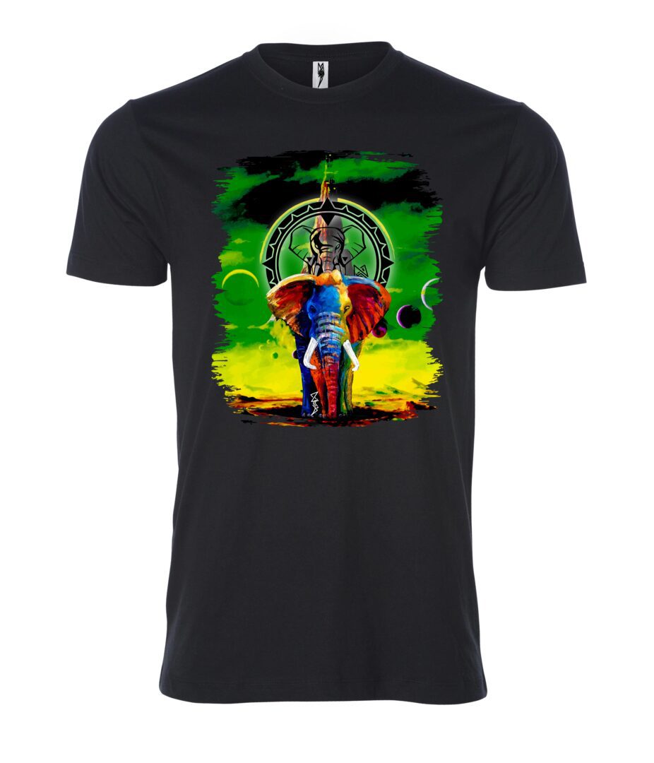 Colorful elephant with blessings sign Male T Shirt black
