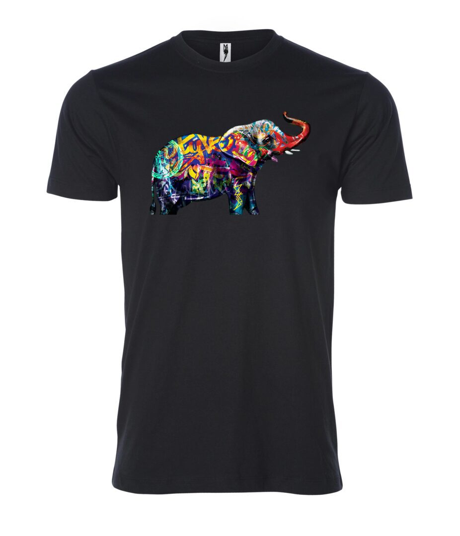 Colorful elephant sign Male T Shirt black