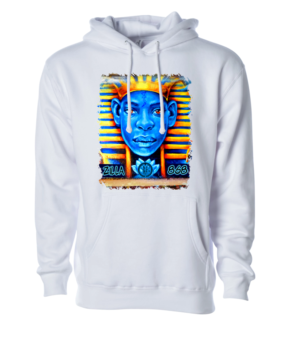 Blue man face sign Unisex Hoodie white