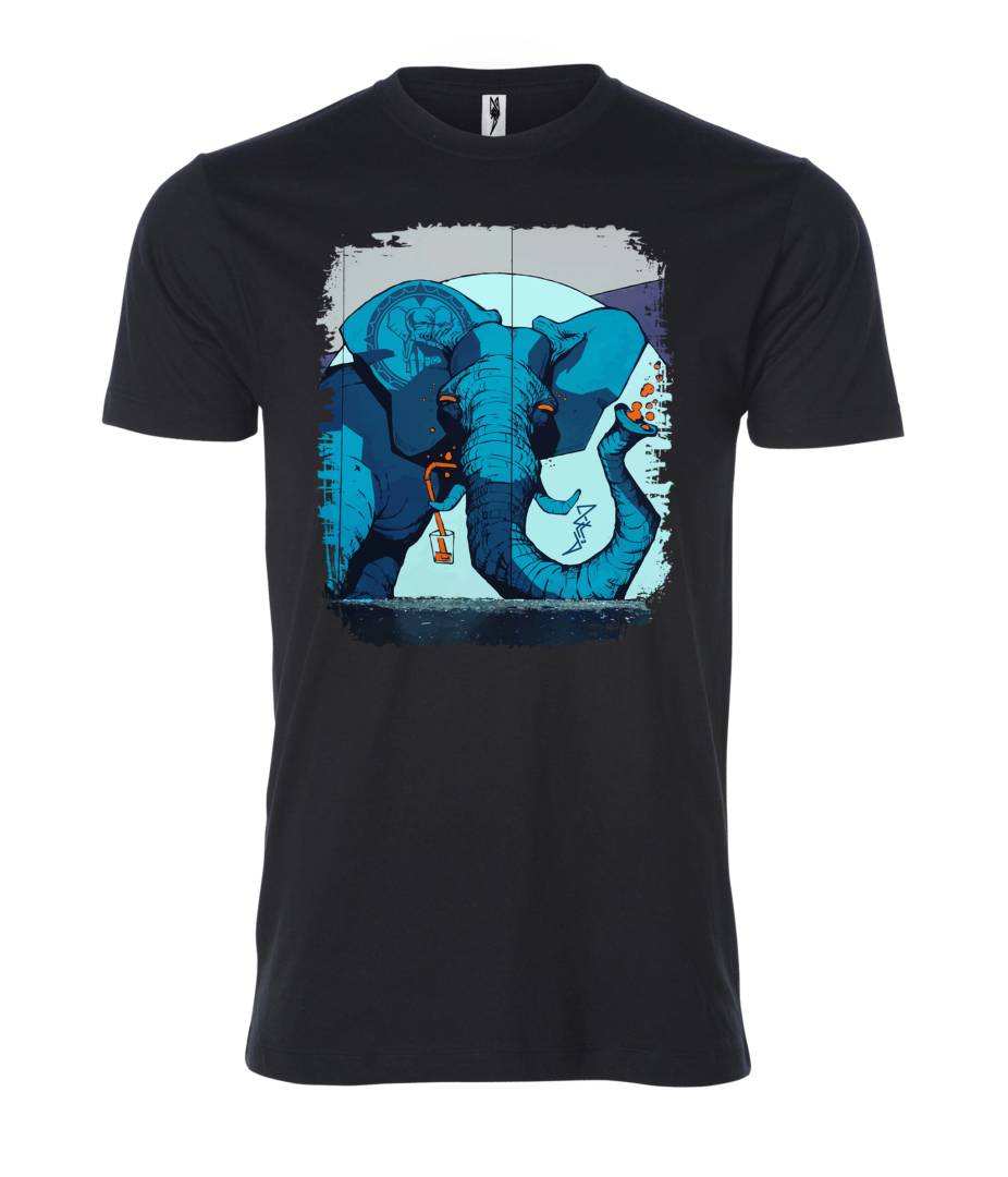 Blue elephant sign Male T Shirt black