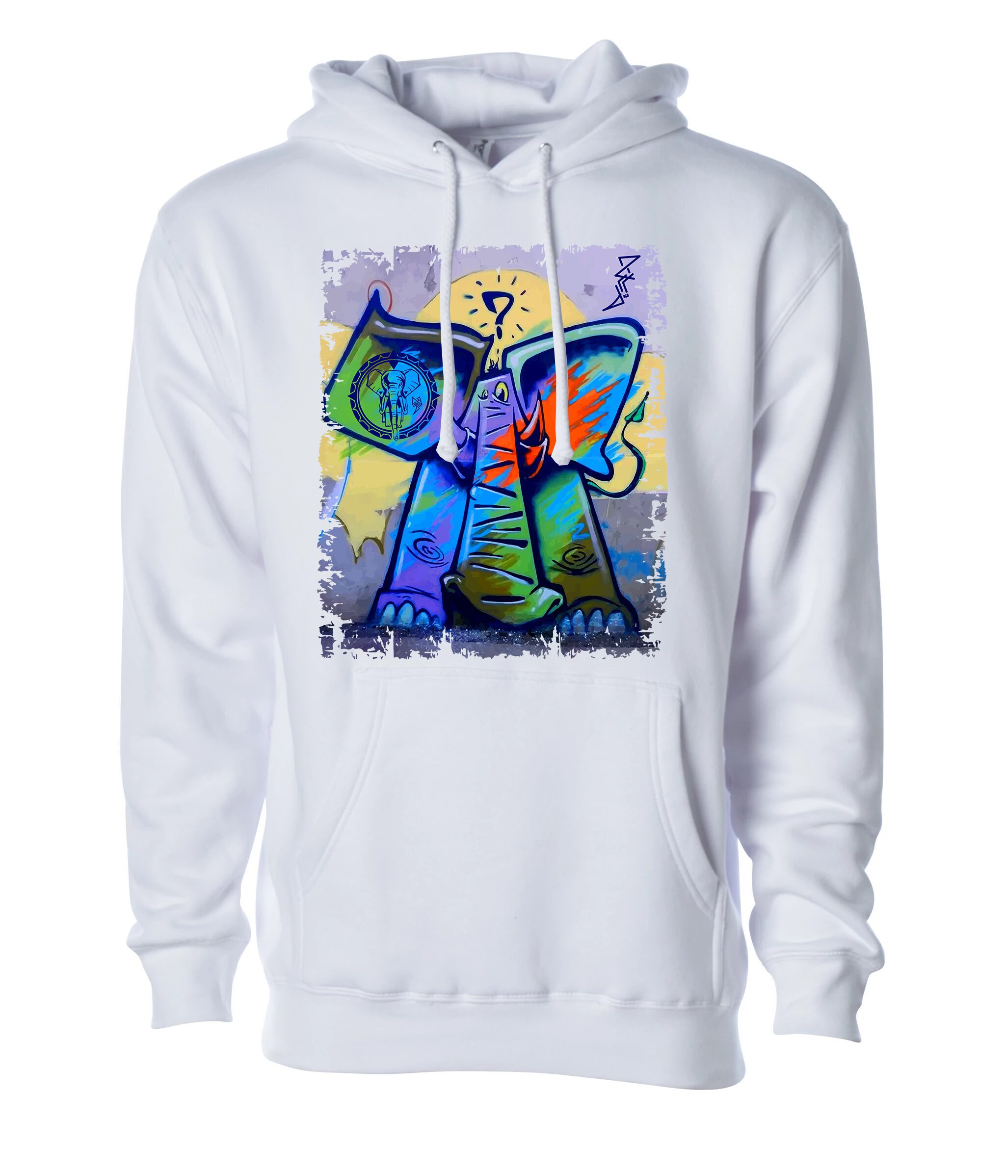 Colorful elephant with blessings sign Unisex Hoodie white
