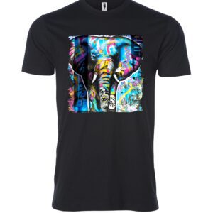 Blue and white elephant face sign black Male T Shirt