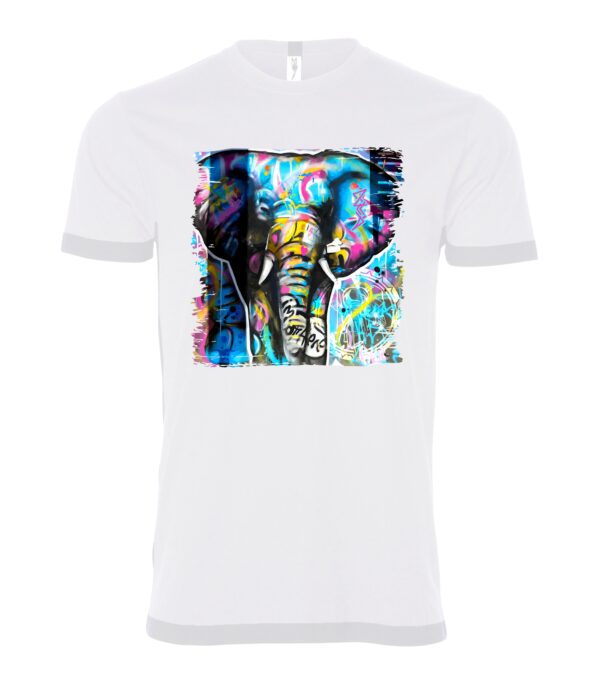 Blue and purple elephant sign Male T Shirt white