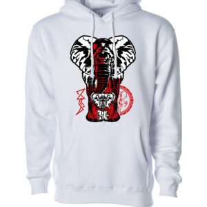 Red and white two elephant sign Unisex Hoodie white