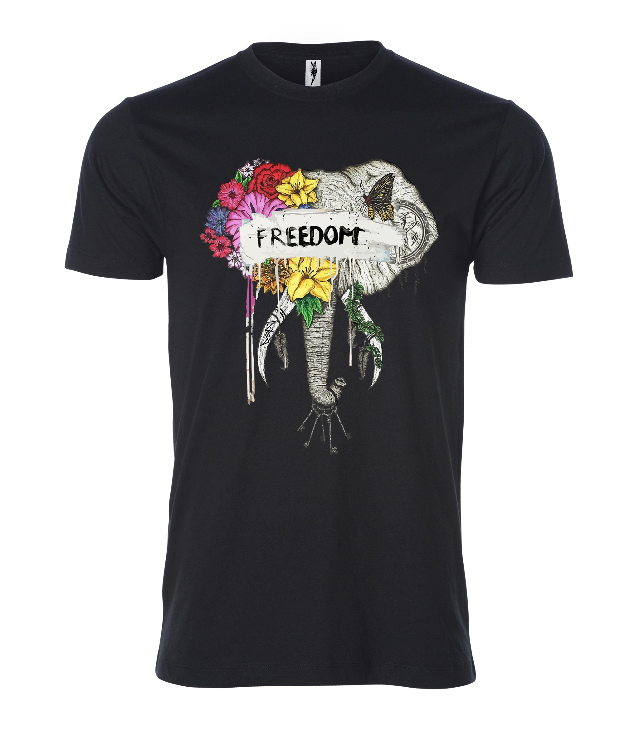 Freedon elephant face sign black Male T Shirt