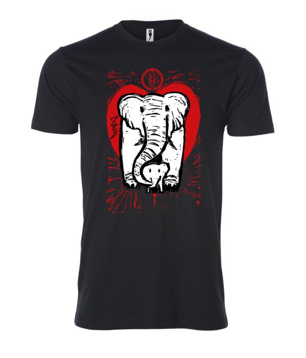 Red and white elephant face sign black Male T Shirt