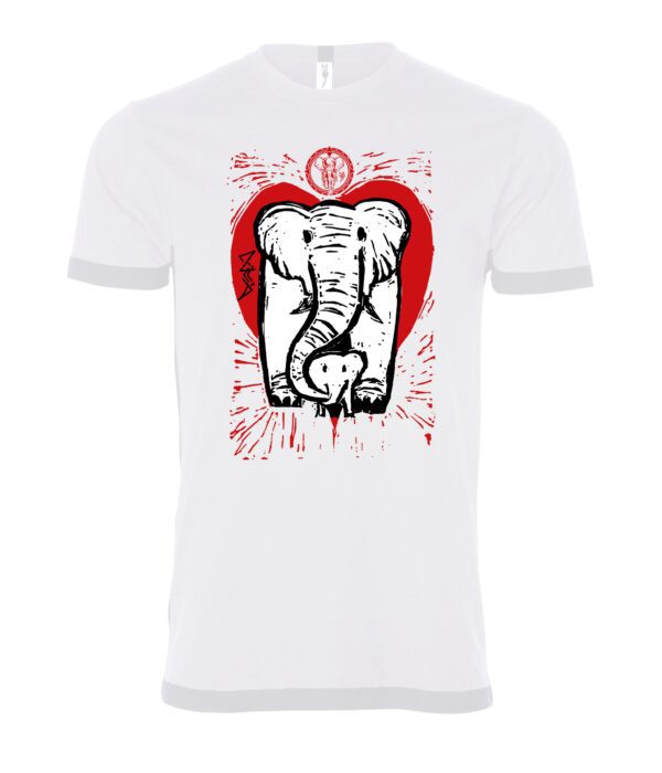 Red and white Elephant sign Male T Shirt white