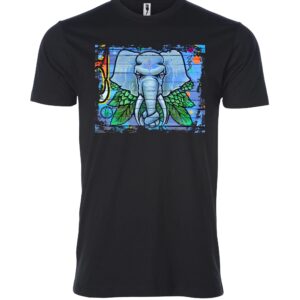 Blue elephant face sign black Male T Shirt